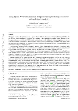 Using Spatial Pooler of Hierarchical Temporal Memory to classify noisy
  videos with predefined complexity