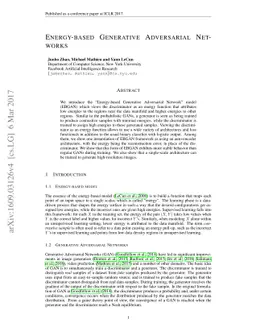 Energy-based Generative Adversarial Network