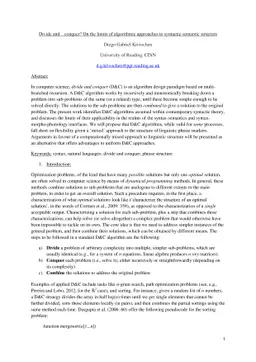 Divide and...conquer? On the limits of algorithmic approaches to
  syntactic semantic structure