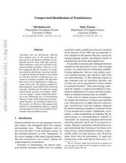 Unsupervised Identification of Translationese