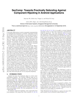 SecComp: Towards Practically Defending Against Component Hijacking in
  Android Applications