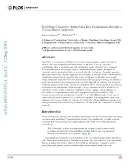 Modelling Creativity: Identifying Key Components through a Corpus-Based
  Approach