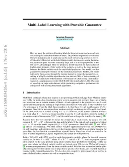 Multi-Label Learning with Provable Guarantee