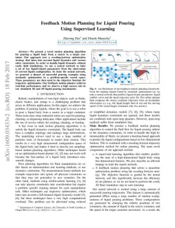 Feedback Motion Planning for Liquid Transfer using Supervised Learning