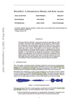 WaveNet: A Generative Model for Raw Audio