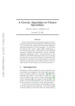 A Greedy Algorithm to Cluster Specialists