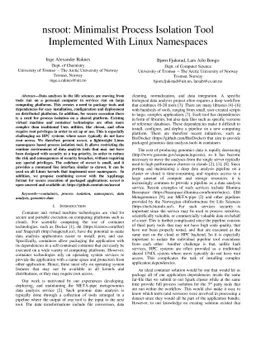 nsroot: Minimalist Process Isolation Tool Implemented With Linux
  Namespaces