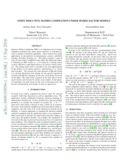 Noisy Inductive Matrix Completion Under Sparse Factor Models