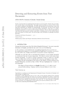 Detecting and Extracting Events from Text Documents