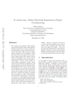 It's about time: Online Macrotask Sequencing in Expert Crowdsourcing