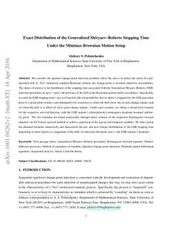Exact Distribution of the Generalized Shiryaev-Roberts Stopping Time
  Under the Minimax Brownian Motion Setup