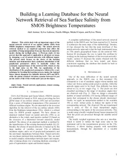 Building a Learning Database for the Neural Network Retrieval of Sea
  Surface Salinity from SMOS Brightness Temperatures