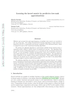 Learning the kernel matrix via predictive low-rank approximations
