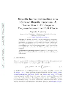 Smooth Kernel Estimation of a Circular Density Function: A Connection to
  Orthogonal Polynomials on the Unit Circle