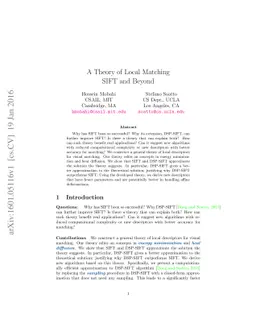 A Theory of Local Matching: SIFT and Beyond