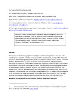 The DARPA Twitter Bot Challenge