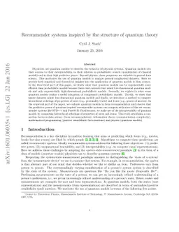 Recommender systems inspired by the structure of quantum theory