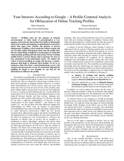 Your Interests According to Google - A Profile-Centered Analysis for
  Obfuscation of Online Tracking Profiles