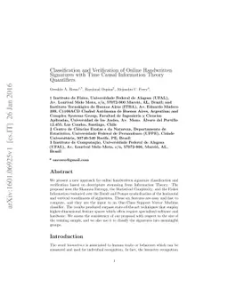 Classification and Verification of Online Handwritten Signatures with
  Time Causal Information Theory Quantifiers