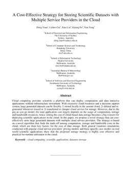 A Cost-Effective Strategy for Storing Scientific Datasets with Multiple
  Service Providers in the Cloud