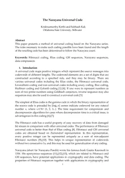 The Narayana Universal Code