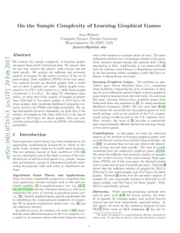 On the Sample Complexity of Learning Graphical Games