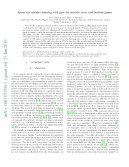 Quantum machine learning with glow for episodic tasks and decision games