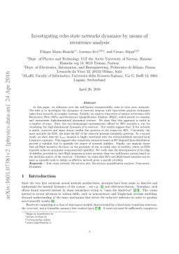 Investigating echo state networks dynamics by means of recurrence
  analysis