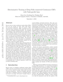 Discriminative Training of Deep Fully-connected Continuous CRF with
  Task-specific Loss