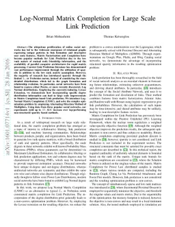 Log-Normal Matrix Completion for Large Scale Link Prediction
