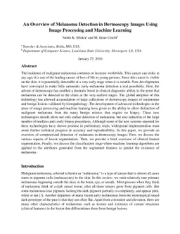 An Overview of Melanoma Detection in Dermoscopy Images Using Image
  Processing and Machine Learning