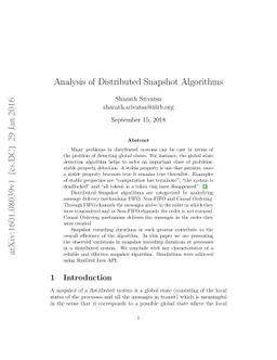 Analysis of Distributed Snapshot Algorithms
