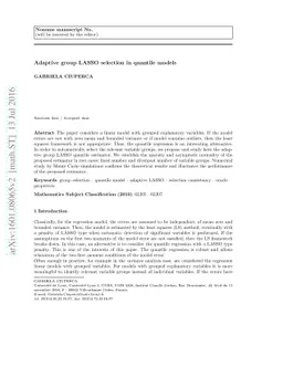 Adaptive group LASSO selection in quantile models