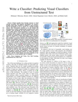 Write a Classifier: Predicting Visual Classifiers from Unstructured Text