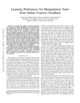 Learning Preferences for Manipulation Tasks from Online Coactive
  Feedback