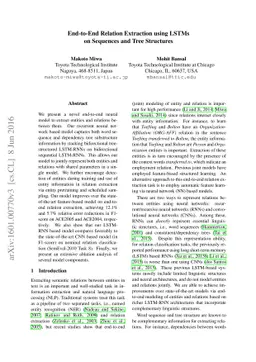 End-to-End Relation Extraction using LSTMs on Sequences and Tree
  Structures