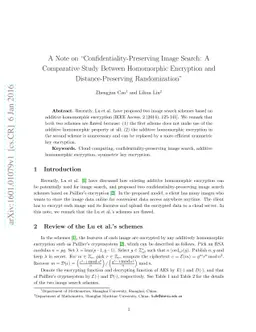 A Note on "Confidentiality-Preserving Image Search: A Comparative Study
  Between Homomorphic Encryption and Distance-Preserving Randomization"