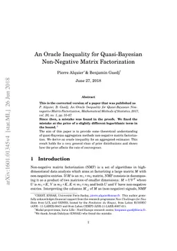 An Oracle Inequality for Quasi-Bayesian Non-Negative Matrix
  Factorization