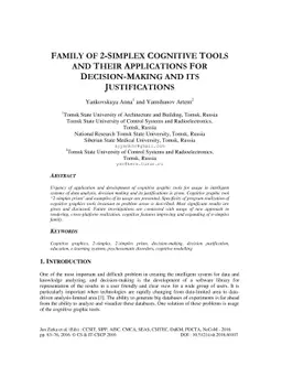 Family of 2-simplex cognitive tools and their application for
  decision-making and its justifications