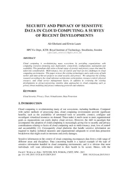 Security and Privacy of Sensitive Data in Cloud Computing: A Survey of
  Recent Developments