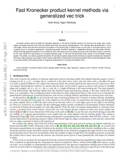 Fast Kronecker product kernel methods via generalized vec trick