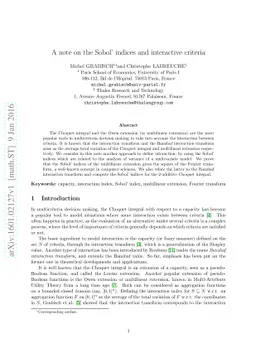 A note on the Sobol' indices and interactive criteria