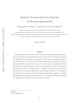 Repetitive Transients Extraction Algorithm for Detecting Bearing Faults