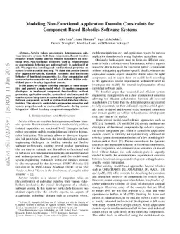 Modeling Non-Functional Application Domain Constraints for
  Component-Based Robotics Software Systems