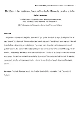 The Effects of Age, Gender and Region on Non-standard Linguistic
  Variation in Online Social Networks