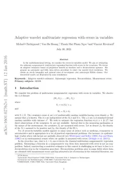 Adaptive wavelet multivariate regression with errors in variables