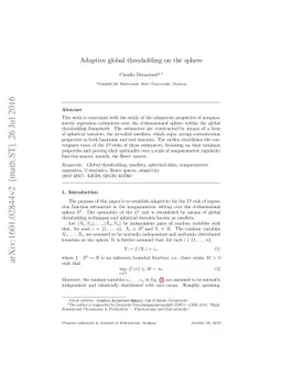 Adaptive global thresholding on the sphere