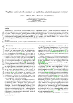 Weightless neural network parameters and architecture selection in a
  quantum computer