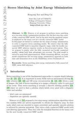 Stereo Matching by Joint Energy Minimization