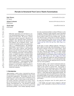 Pursuits in Structured Non-Convex Matrix Factorizations